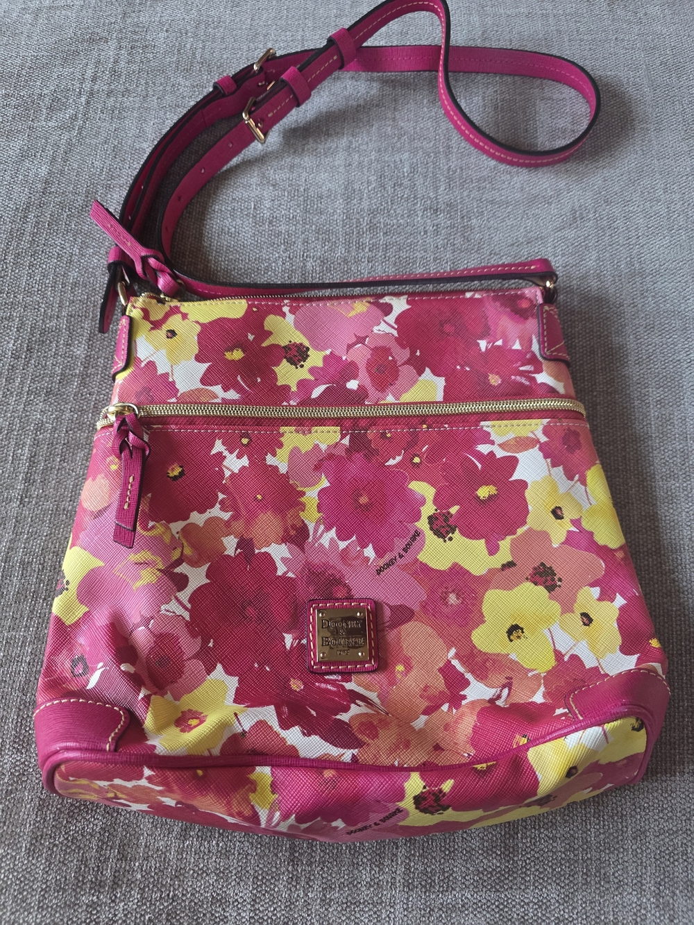 Dooney & Bourke Floral Crossbody Bag in Pink & Yellow